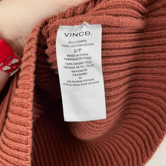 Vince Ribbed Knit Boxy Cotton Sweater Tank in Minimalist Brown Size Small - Picture 4 of 5